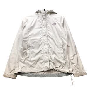 The North Face Hyvent 2.5L Lined Jacket Hoodie Womens Small S Logo Gray White
